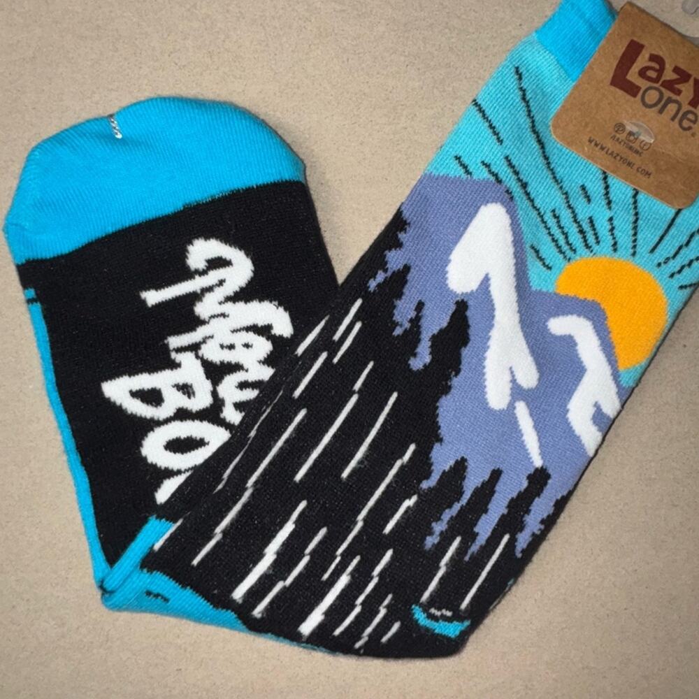 NWT Lazy One MOUNTAIN BOUND Crew Sock Unisex Women's 5-10 | Mens 4-8 blue/black - Picture 12 of 16